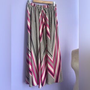 LUCKY & COCO Striped Pink and Black Maxi Skirt